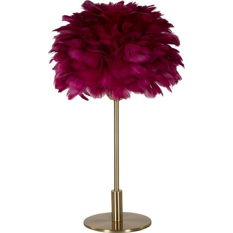 Lampe à Poser Imitation Plume "Ball" 50cm Or & Bordeaux (1/5)