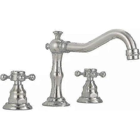 Robinet de salle de bain moderne en laiton poli pour lavabo de 20 cm (8 pouces) avec 3 trous, finition polie, mitigeur à double poignée (1/5)