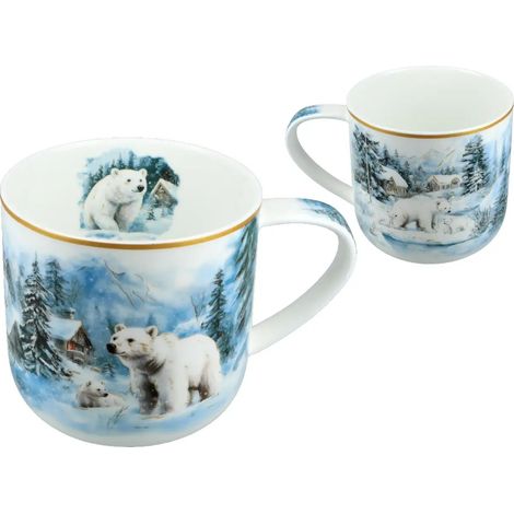 Carmani, tazza natalizia in porcellana, circa 470 ml - inverno ovunque/Orso bianco (1/2)