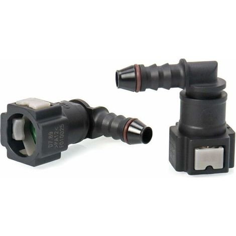 Lot de 2 Connecteur de Tuyau de Carburant de Voiture, Raccord durite essence, connecteur rapide à 90 degrés, plastique 7.89mm Connecteur ID6,de (1/4)