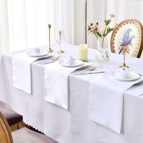 Lot de 25 Serviettes en tissu 30x30cm, Satin Polyester blanc pour mariage, fête, restaurant et hôtel