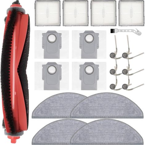 Accessoires pour Roborock Q10 S5 / Q10 S5+ Robot aspirateur pièce de Rechange, 1 Brosses à Rouleau + 4 Chiffon de Nettoyage + 4 Sac à poussière + 6 brosses latérales + 4 filtres (1/5)