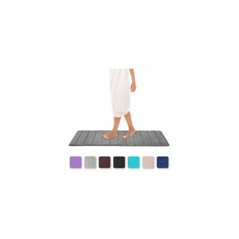 Tappetino da bagno in memory foam, assorbente e antiscivolo, lavabile - 40 x 120 cm, grigio - Crezuo