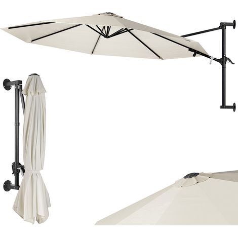 Ombrellone a muro 300 cm Parasole Parete Struttura Metallo Gazebo Air Vent Beige (1/5)