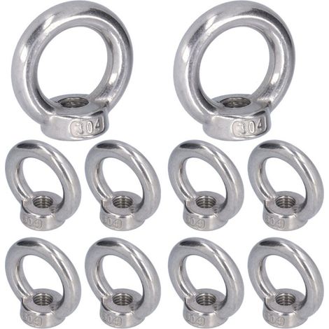 Lot de 10 écrous à œillet de levage en acier inoxydable, forme annulaire, pour machines forestières M3 (1/5)