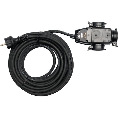 Verlängerungskabel mit Gummiabdeckung IP44, 10m, 3g1,5mm mit 3-fach-Splitter YT-8116 YATO