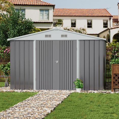 Grey 305cm Outdoor Garden Metal Storage Shed (1/5)