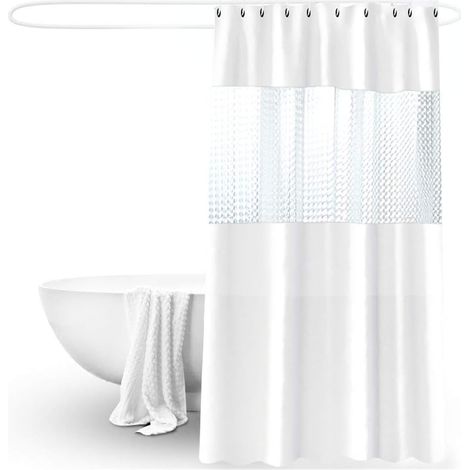 180 x 200 cm, blanc Rideau de douche en PVC semi-transparent im (1/5)