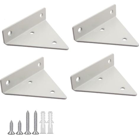 Supports d'étagère flottante en métal triangulaire, fixation murale invisible avec 16 vis, pour salon, chambre, salle de bain. (1/4)