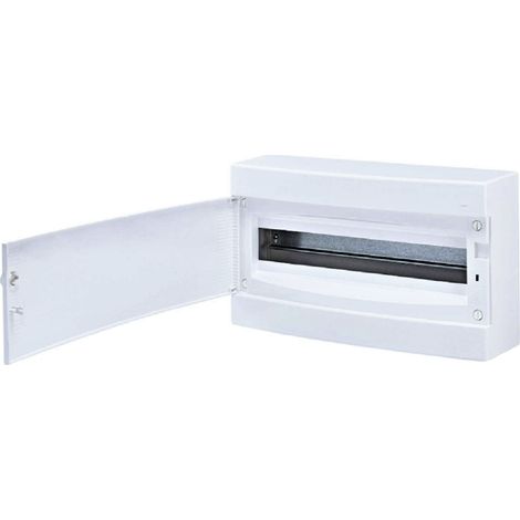 Coffret électrique Apparent 18 modules 1 rangée ( 1 x18 M ) avec porte blanche opaque avec borniers de terre