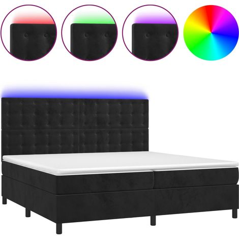 Maison Exclusive - Sommier à lattes de lit matelas et LED Noir 200x200 cm Velours (1/5)