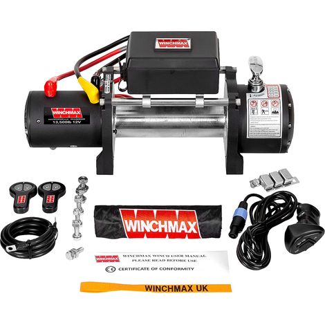 13,500lb (6,123kg) 12v Military Grade Winch. No Rope and no Fairlead. Twin Wireless Remote Controls.