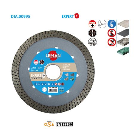 Disque diamant jante continue grès cérame Ø125x22,23mm