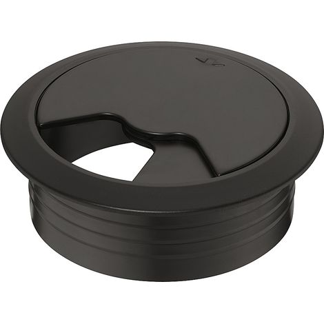 Passe-câble de bureau Notre Selection 60 mm Noir, couvercle rotatif amorti (2 pcs)