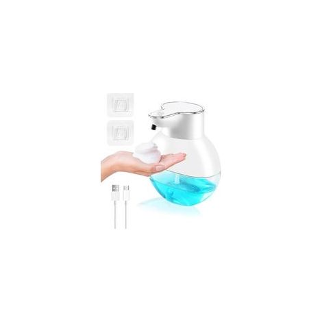 Distributeur de Savon Automatique 400ml Mousse Sans Contact Montage Mural Électrique, Rechargeable par USB