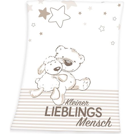 Herding Fynn Coperta per Bambini, Lieblingsmensch, 75 x 100 cm, Microfibra, Bianco (1/5)