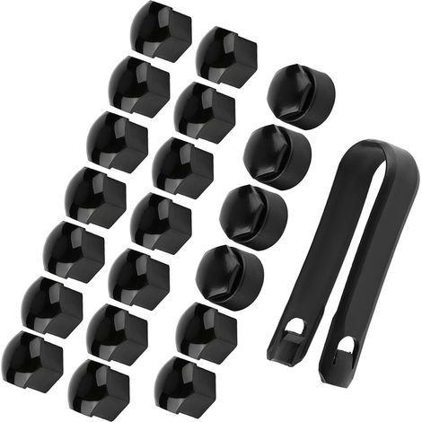 Écrous de roue 17mm x20, capuchons antivol noirs pour protection d'écrou de moyeu auto (1/5)
