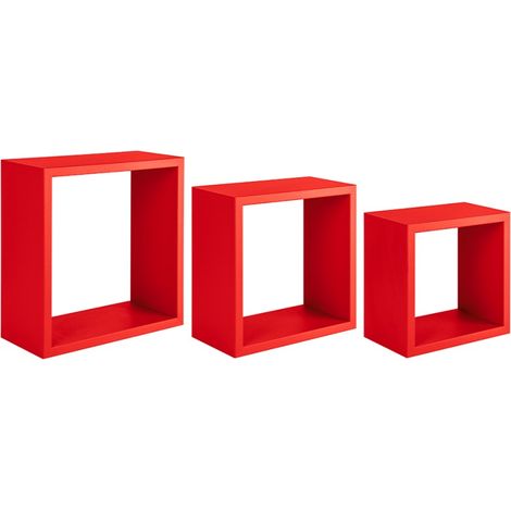 Kubischer 3er set wandregal mod. InCubo farbe rot (1/4)