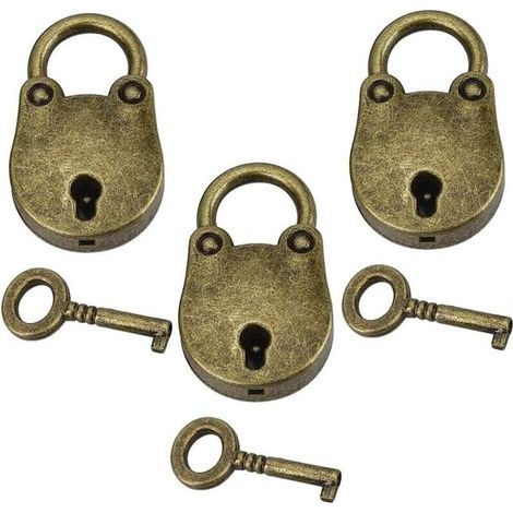 Vintage 3-teiliges Mini-Vorhängeschloss-Set, abschließbare Spindschlösser, kleine Vorhängeschlösser, Mini-Kofferschlösser, abschließbare bärenförmige Vorhängeschlösser für kleines Gepäck und Spinde (1/5)