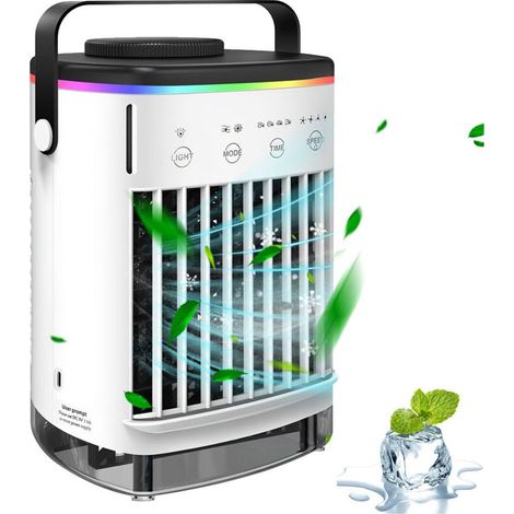KZQ 700ml Leise, tragbare Klimaanlage, 4-in-1-Luftkühler mit 4 Geschwindigkeitsstufen, Tragegriff, ideal für Schlafzimmer und Büro (1/4)