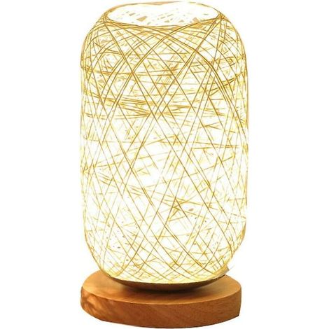 Lampe De Chevet En Corde De Rotin Et Bois-Ensoleillé (1/4)