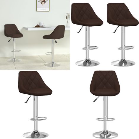 Taburetes de cocina 2 unidades cuero sintético marrón - Asiento ajustable - Taburete de cocina