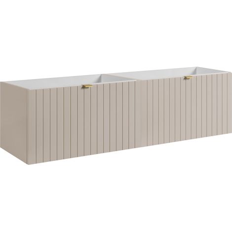 Meuble sous double vasque suspendu HARMO 160 cm Façade rainuré cachemire semi-mat