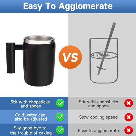 Tazza da caffè elettrica magnetica automatica in acciaio inossidabile da 400 ml per casa, ufficio, viaggio, caffè, latte, cioccolata calda, cacao, proteine (1/4)
