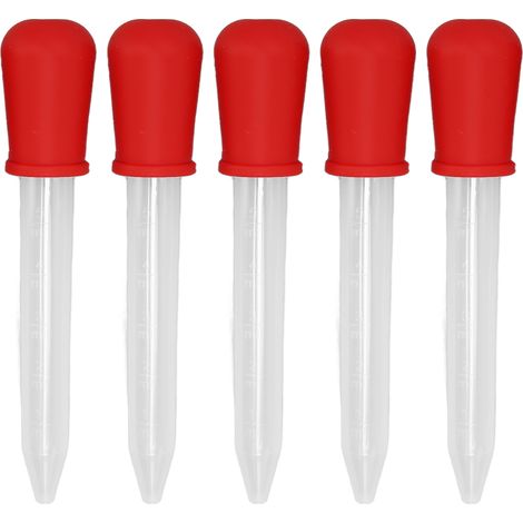 5 Pipettes en Silicone 5ml Réutilisables pour Transfert de Liquides DIY Faciles à Nettoyer Rouge (1/5)