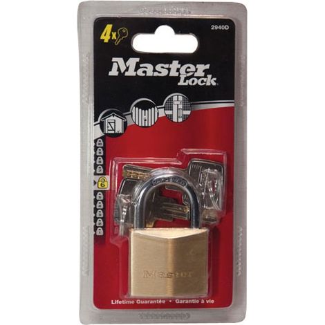 Master Lock 2940EURD Candado extrafino con llave de latón, dorado, 6,2 x 4 x 1,6 cm MASTER LOCK