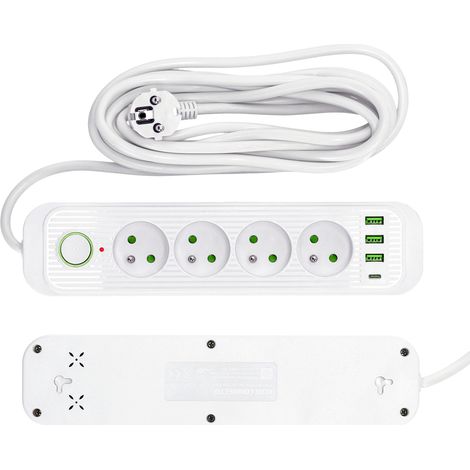 Verlängerungskabel 4 GN + USB / 1,5 m / Zu + W / 1,5 mm weiß (1/5)