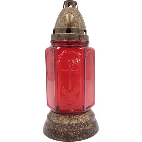 BURI Glas-Grablicht 24cm Grabkerze Tagebrenner Gedenkkerze Grabschmuck Ruhestätte