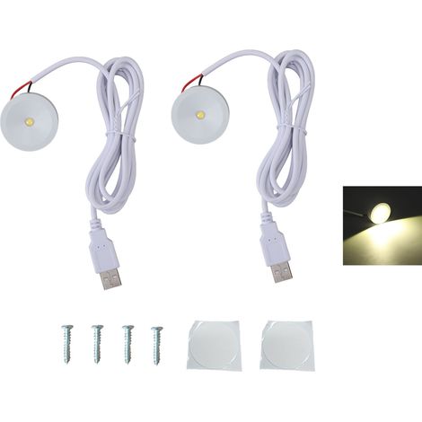 Ortviai Projecteur LED Mini 5 V, 1 W, 2 unités, câble de 1,3 m, lumière chaude pour vitrines, bijouteries et entrées (1/5)