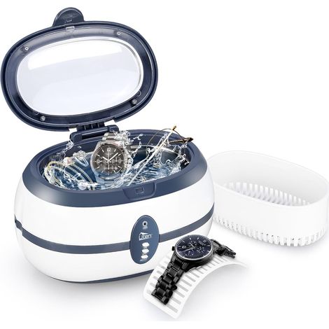 Nettoyeur à Ultrasons 600ML Appareil Nettoyeur Domestique avec Panier Nettoyage et Support Automatique pour Nettoyage Bijoux Lunette (1/5)