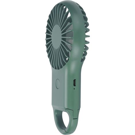 Ventilateur portable rechargeable par USB, 3 vitesses réglables, mini ventilateur avec mousqueton, vert armée