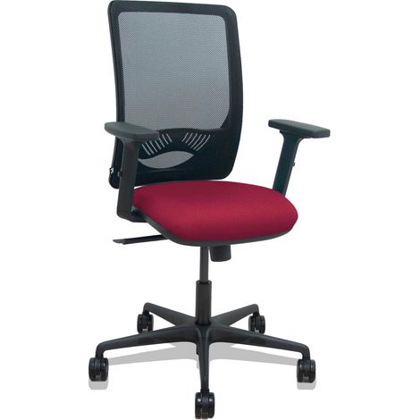 Sedia Zulema synchro in rete nera sedile nero bali maroon braccioli 2D rotelle 65 mm