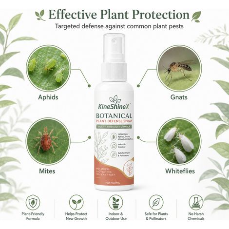 KineShineX Plant Insect Repellent Spray for Balcony Gardens and Green Plant Care - Effective against aphids, flying insects, mites, and white powder. (1/4)