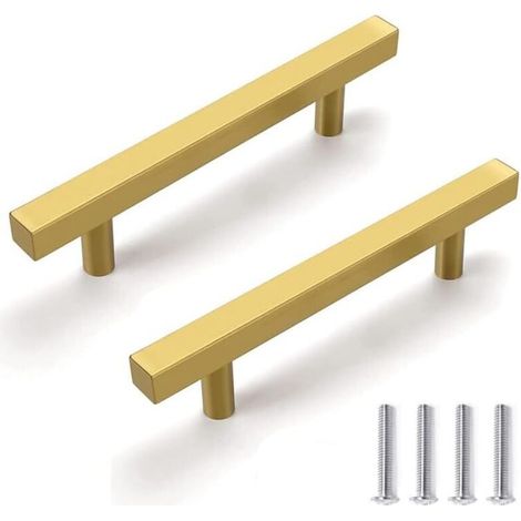 2er-Set goldene Küchenschrankgriffe aus Edelstahl, moderner und schlichter Stil, 96 mm (1/5)