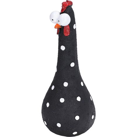 Statue de poulet à long cou, Microlandschaft, statue d'animal en résine fabriquée à la main pour la décoration de jardin et d'espace vert, noir (1/5)