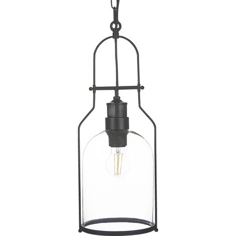 Lámpara de techo de metal negro 166 cm pantalla de vidrio transparente Bashilo (1/5)