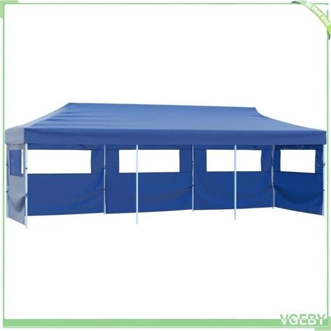 Tente de réception pliable - FAFEICY - 44978 - 3x9 m - Bleu - 5 parois avec fenêtres (1/5)