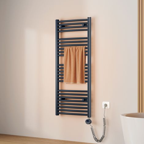 EMKE Sèche-serviette électrique, Radiateur Sèche-Serviettes avec WiFi Thermostat Anthracite 120x50cm 500W
