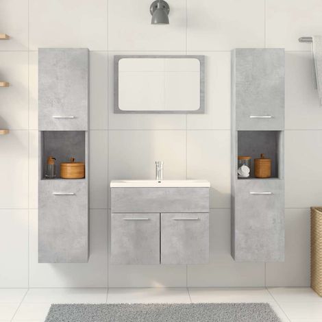 vidaXL Ensemble de meubles de salle de bain 4 pcs gris béton (1/5)
