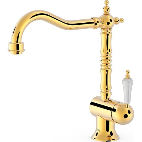 TRES 24234101OR COCINA Grifo Monomando Fregadero Color Oro 24K - ref: 24234101OR