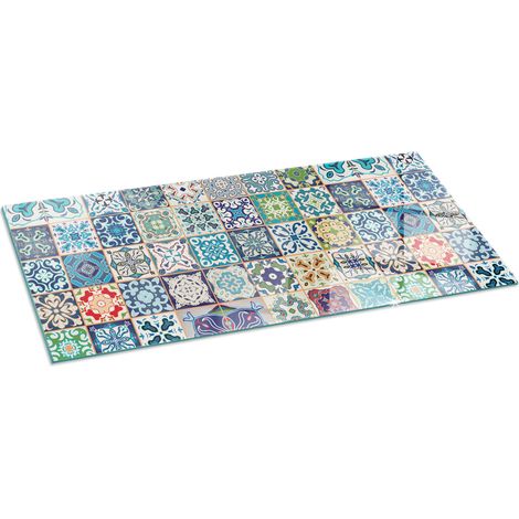 Décorative Plaque en verre trempé pour avec impression pour cheminée de protection pour salon Motifs mosaïques sur carreaux 125x50 cm (1/5)