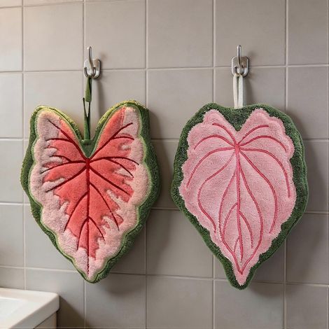 Serviette de toilette feuille de Monstera Deliciosa boucle de suspension polaire corail douce absorbante B+C (1/5)