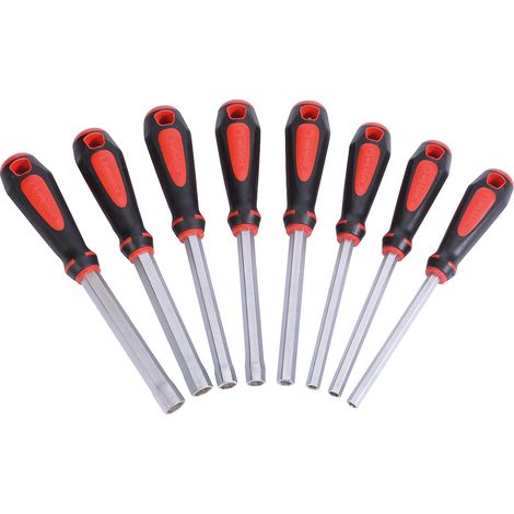 Sam Outillage – Jeux de 8 clés à tubes emmanchées 6 à 13 mm – Poignée bi matière antidérapante – Finition chromée satinée – Livré en trousse