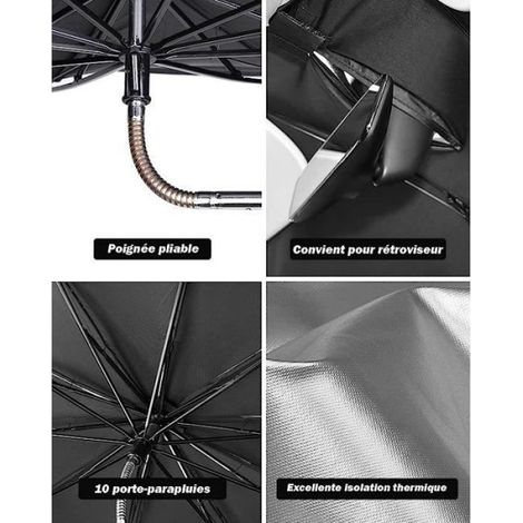Pare Soleil Voiture Pare Brise Avant - Anti-UV Pratique - Pliable - pour la Plupart des Voitures Parapluie de Parebrise - 12065cm (1/4)