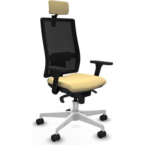 Sedia ergonomica piqueras y crespo nero similpelle crema