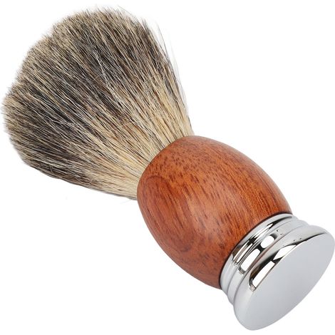 Pinceau de rasage professionnel portable, ergonomique et élégant, à poils doux, avec manche en bois, adapté à une utilisation à domicile et en salon de coiffure. (1/5)
